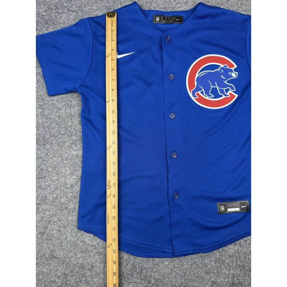 Nike Chicago Cubs Javier Baez #9 Youth M Blue MLB Baseball Jersey #1148
